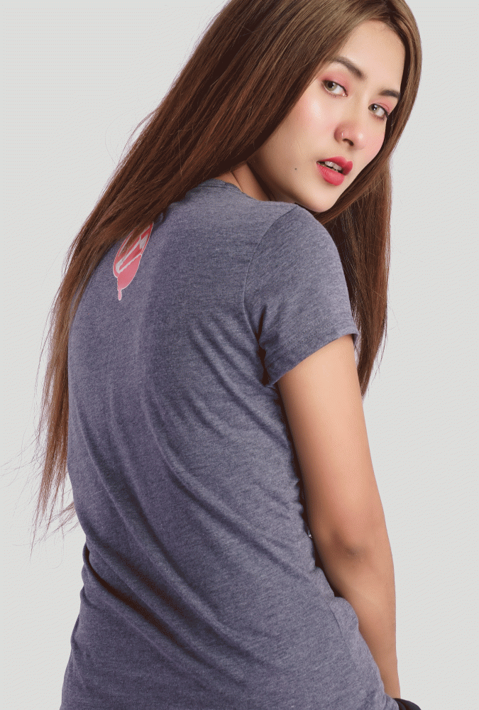 Highway Express Design Printed Girl T-shirt(Gray)